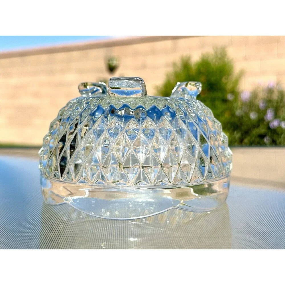 Vintage Indiana Glass Diamond Point Candy Dish 3‑Footed Clear Bowl 5